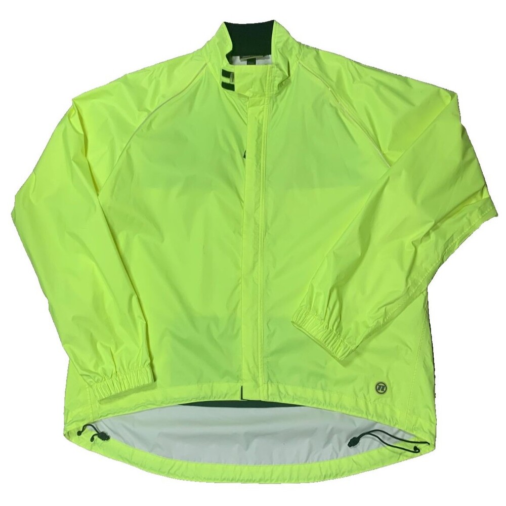 Novara Cycling Jacket Mens XXL Neon Green Shell Reflective Vented Full Zip REI